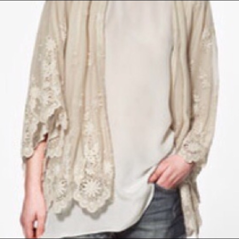 Zara Lace Kimono Jacket Size M - Picture 2 of 7